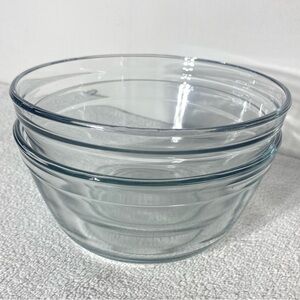 Anchor Hocking Clear Glass Mixing Bowl Set 2X 1.5qt